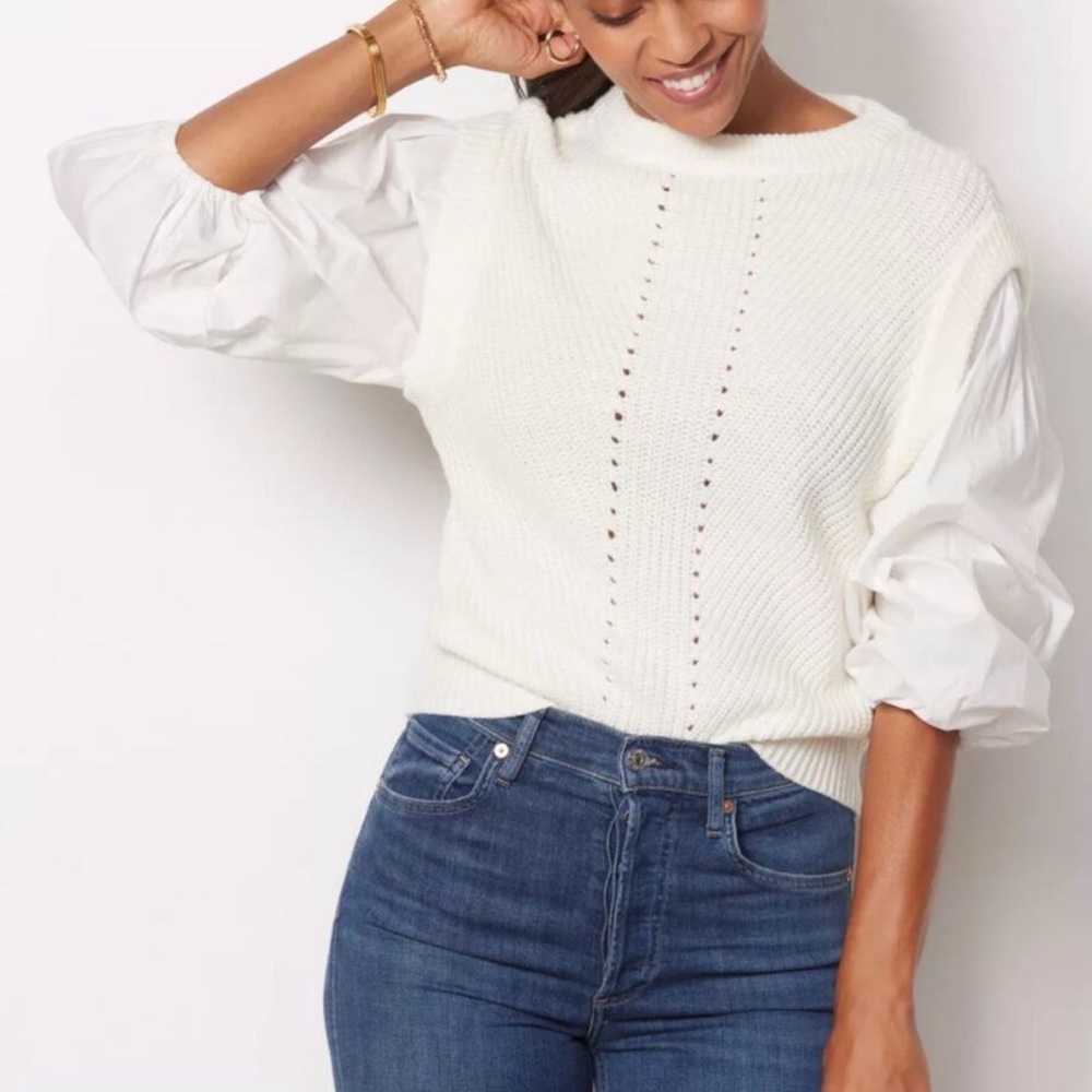Sanctuary 2 Become 1 Knit  Sweater with Puff Sleeve - Size Small